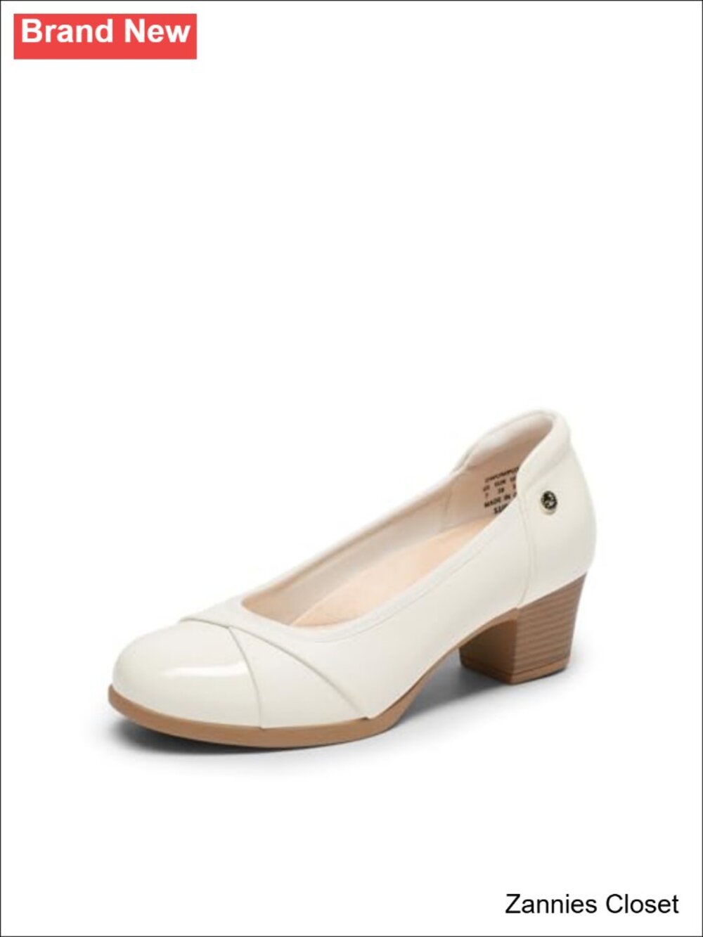 ✨ DREAM PAIRS Women's Low Chunky Heel Pumps Faux Leather Arch Support
